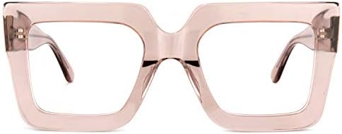 Зелол Стилски Дебели Преголеми Квадратни Сини Светлосни Блокирачки Очила за Жени Ув400 Заштита Брендон ВФП0306