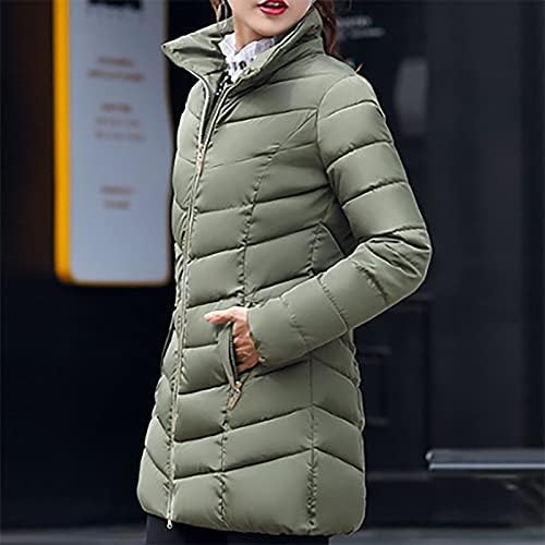 Prdecexlu tunic работа со палто за жени зимски основни долги ракави солки памук памук топол патент удобен цврст пуфер