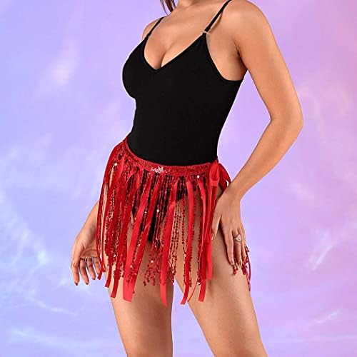 Реетански sequins fringe здолниште со лента за танцување со здолниште за танцување прилагодливо ривски фестивал облеки за здолништа костум
