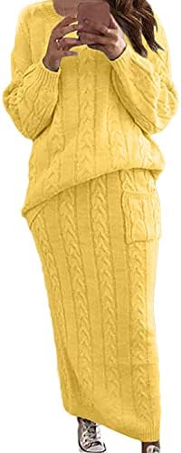 Бранч Skorts комплети за тинејџери за тинејџери Зимски пад џемпер миди термички две парчиња плетени основни сетови на skort сетови јуниори облека