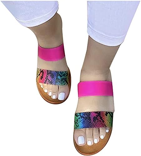 Летни влечки за жени удобни рамни обични чевли боемски плажа за патувања со лизгање сандали