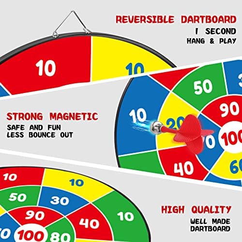 Двострана Dart Board-13.5 ”Магнетна стрела од табла/челик за челик, Dartboard-Instant Settur Reversible Dart Board-6 Магнетски пикадо+6