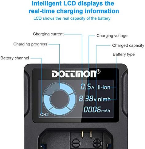 Dottmon NP-FW50 двојно слот за батерии за батерии на Sony NP FW50 за Sony Alpha A6400, A6000, A6300, A6500, A5100, A7, A7II, A7RII, A7SII,