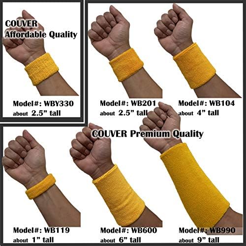 Couver Premium Quality 4 Висок зглобот на зглобот - обична цврста боја мека памук тери крпа спортски рачен зглоб