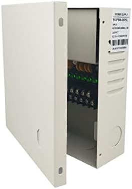 Evertech 9 канал DC12V 5 AMP PTC FUSE CCTV напојување со метална кутија, AC приклучок до 9 компјутери AHD, TVI, CVI и аналогни безбедносни