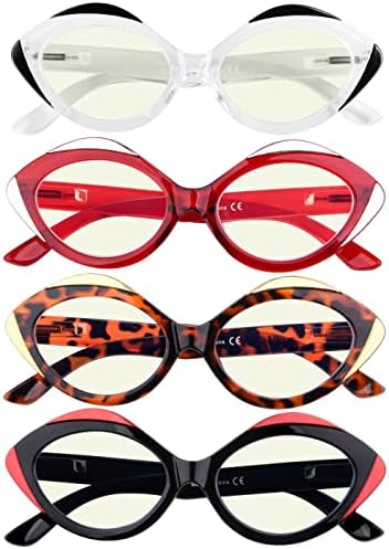 Очила 4-пакет Очила За Читање Сина Светлина Блокирање Овални Жени читатели +4.00