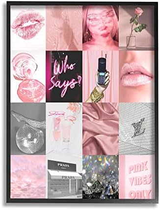 Индустријата „Ступел“ се разликуваше розов естетски асортиман Глам Блинг Мода врамена wallидна уметност, Дизајн на Дафне Полсели