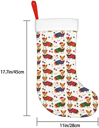 ЕИТКТБЕА божиќни корги кучиња Божиќни чорапи камин камин висечки чорапи држачи украс за семејно Божиќно забавно забавно украсување