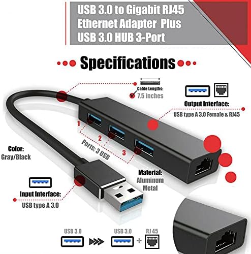 Конектори USB 3.0 Gigabit Ethernet LAN RJ45 1000Mbps Network Adapter 3 порти центар за прекинувач за компјутер Mac -