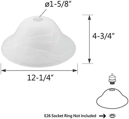 Aspen Creative 23509-11, Алабастер замена стаклена сенка за средна база на приклучокот Torchiere Lamp, Swag Lamp, приврзок и