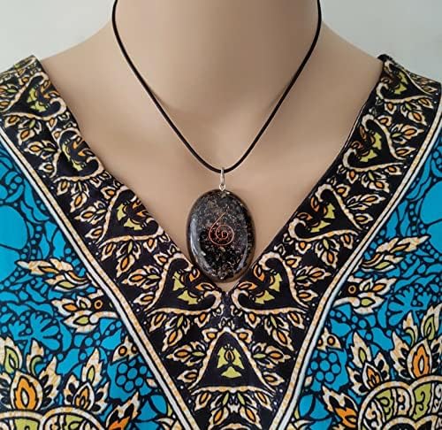 Nirdesh Black Tourmaline Orgonite приврзок ѓердан од вратот овален оргон приврзок Унисекс подарок за заштита на е-енергија и духовно заздравување