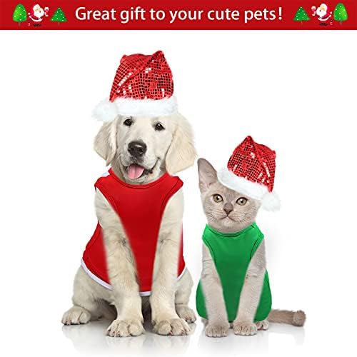 Педгот 2 пакет куче Божиќна кошула памук Божиќна кошула без ракави кученца, миленичиња санта облека елф облека, смешна куче Божиќна облека за