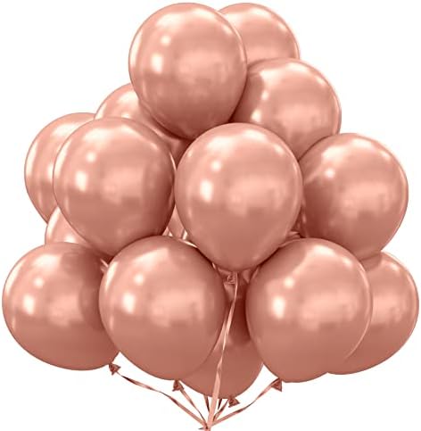 Метални Балони, Балони Од 5 Инчи 50 парчиња, Балон Од Розово Злато, Хромирани Балони, Метален Балон Од Розово Злато, Балони Од Роза,