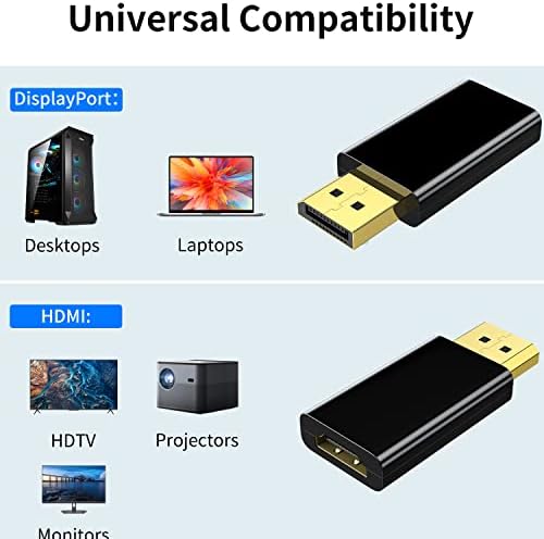 Kuxiyan Displayport до HDMI адаптер 10 пакет, 1080p злато позлатено DP во HDMI конвертор машки до женски 1.3V