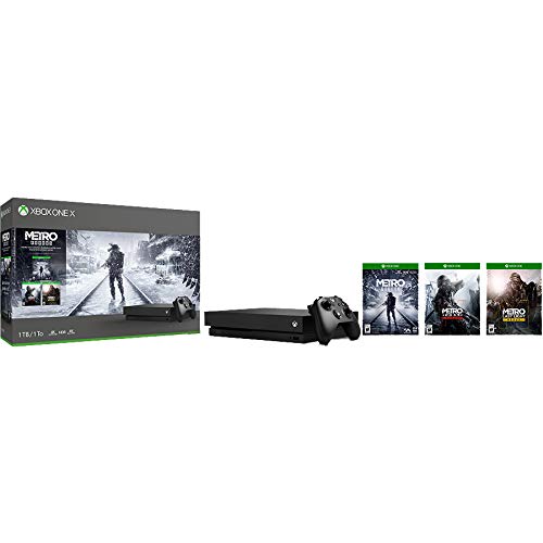 Мајкрософт Xbox One X Метро Сага Пакет: 1 Тб Конзола + 3 Метро Игри + Безжичен Контролер Со Xbox Live 3 Месечно Членство Во Злато