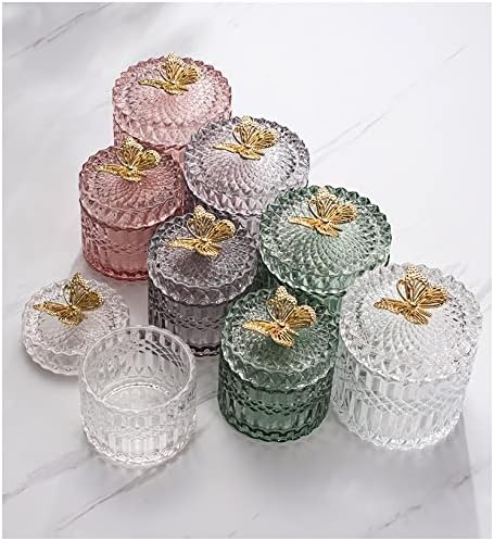 Дан Европски стил стаклена тегла Кенди тегла за домаќинство, памук британски кутија за накит за складирање на накит десктоп