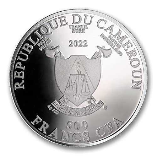 2022 Без ознака на нане 17,5 g Камерунски обоени сребрени докази за свадбени монети во современа латекс случај со сертификат за