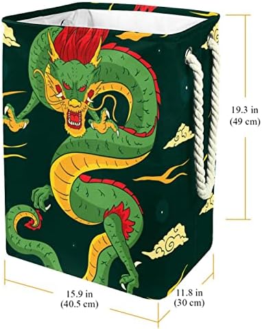 Нехомер Рачно Нацртана Традиционална Кинеска Змеј Зелена Голема Пречка За Перење Водоотпорна Облека Што Се Склопува Ја Попречува