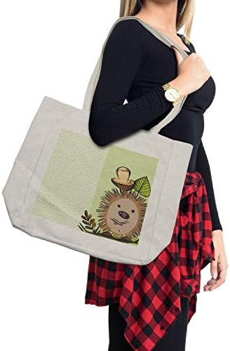 Торба за купување печурки Амбесон, шема на еж Шеврон Шедел шилести животински диви животни, дизајн на цртани филмови, еколошка торба