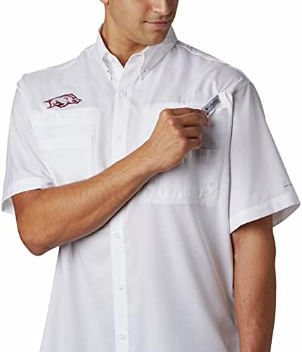 Колумбија НЦАА Арканзас Razorbacks Машка маичка за кратки ракави за машка тамиами, 2xt, ковчег - бело