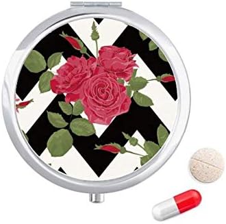 Црвена Роза Цртање Уметност Растение Пилула Случај Џеб Медицина Кутија За Складирање Контејнер Диспензерот