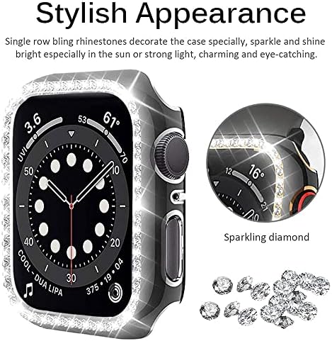 DJDLFA Diamond Crystal Case for Apple Watch 7 6 SE 40mm 44mm 41mm 45mm Iwatch Series 5 3 38mm 42mm Заштитни опфаќа жени пристапни