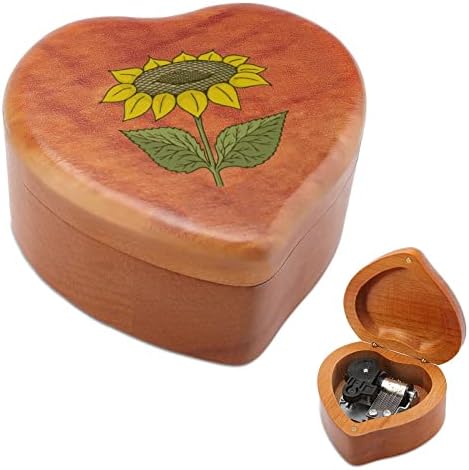 Сончогледово срце Музички кутија Дрвени музички кутии Најдобар подарок за годишнината Божиќ роденден