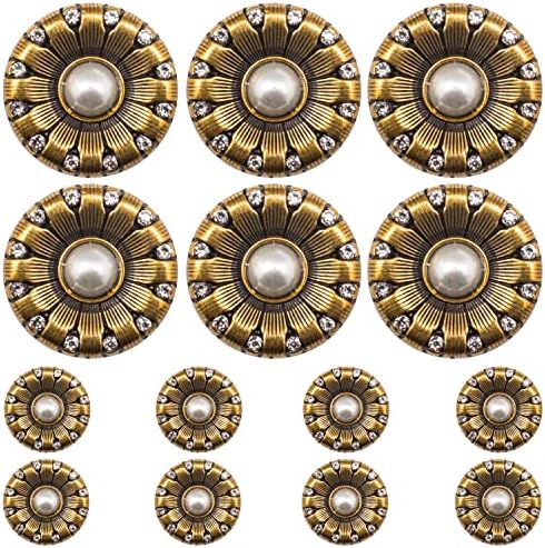 Копчиња за стари златни копчиња F&G 14PCS Гроздобер антички метални копчиња поставени за блејзер, костуми, спортски палто,