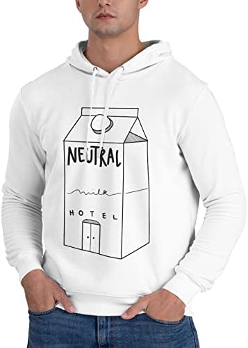 Неутрално млеко хотел худи -маж со долги ракави тркалезно деколте пријатно спортско џемпери за џемпери, пукач за проследување