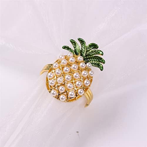 WODMB 6pcs салфетка прстенка за салфетка од ананас бисер прстен летен свадбен подарок перли декорација (боја: злато, големина