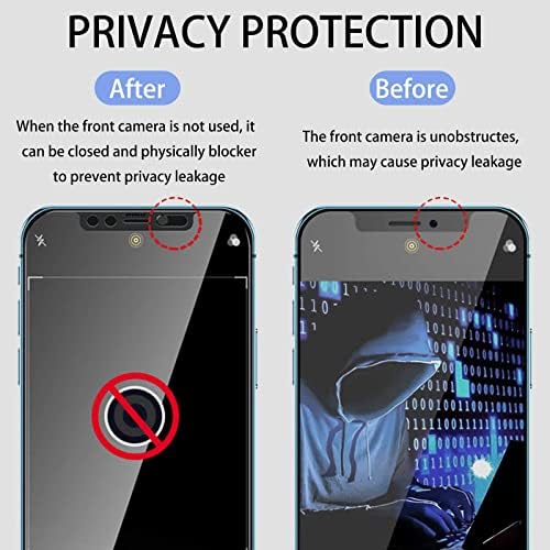 EYSOFT Заштитник На Екранот За Приватност Со Капак На Предната Слајд Камера Компатибилен за iPhone 12 Pro Max, Заштита На Екранот Против Шпионско