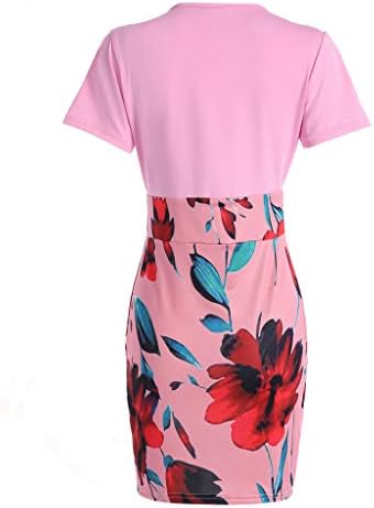 Уикмнх женски мини фустан со краток ракав Облека за образложение, жени цвет опремена работа лето за раздвојување деловен фустан