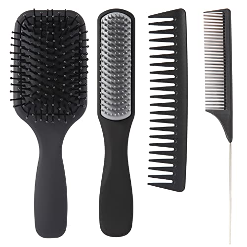 Сет за четкичка за коса YZWW, вклучувајќи 4 типа четка за коса и чешел, чешел за перница, чешел за стилизирање, широк чешел на забите, чешел