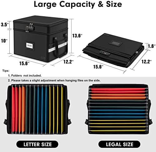 Fireproof Document Box со 10 пакувања за висини папки, Организатор на документи за складирање на датотеки со заклучување, висина за заклучување