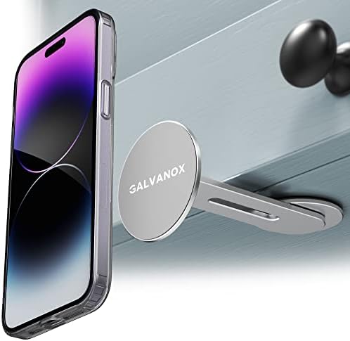 Galvanox под држачот на магнетниот телефон - компатибилен со Magsafe за биро, кујнски кабинет, ноќна ноќ - низок профил 360 ° прилагодлив за iPhone 12, 13, 14 Pro Max