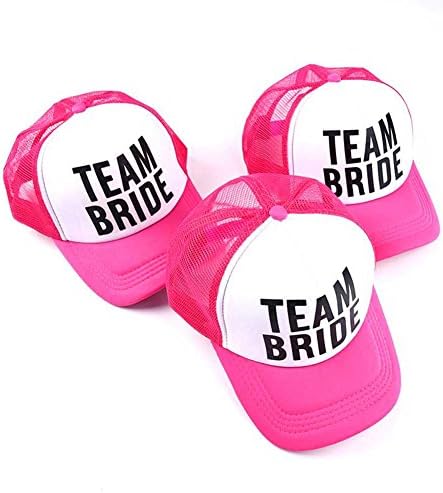 6 Пакет Розова Тим Невестата Бејзбол Капи Диплома Партија Невестинска Свадба Туш Мрежа Капи За Жени Девојки