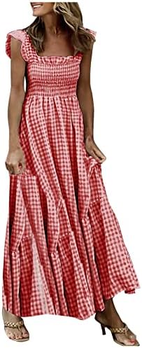 Фустани со каиш со шпагети за жени боемски плус големина sundresses ретро симпатични летни фустани обична сандерс