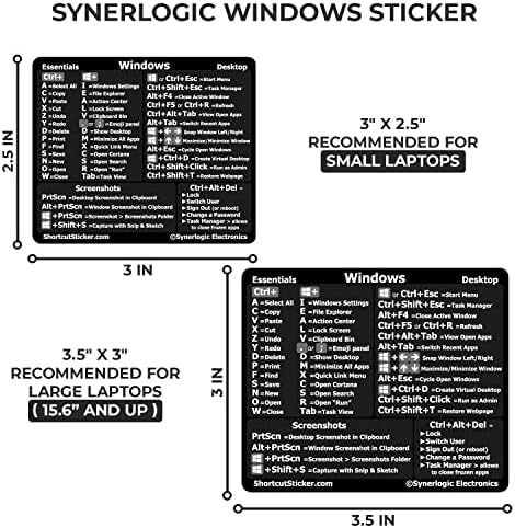 SynerLogic Windows + Word/Excel Брза референтна водич за кратенки на тастатурата, винил без престој