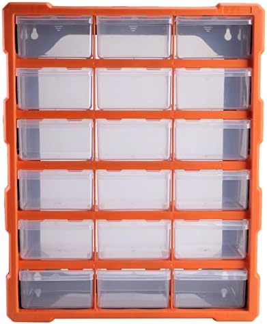 Хардвер за складирање на пластични делови за пластични делови за ганазоно, контејнер за складирање на фиоки за фиоки 18 фиоки/портокалови/портокалови