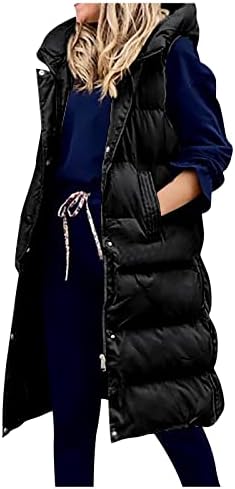 Падот на џебовите за жени, женски есен и зимски темперамент, без ракав кардиган со средна должина памук елек елек, капут