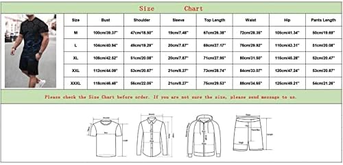 Мажи одговара за мажи мажи пролетен летен костум плажа со краток ракав моден печатен кошула Shorte Set 2 машки мал костум