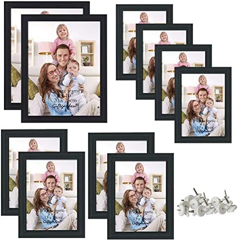 Подарок Gold Gold 8x10 Shight Frame Set од 4 пакети со рамки за слики со повеќе големина 10 парчиња