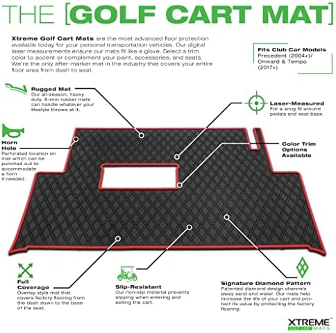 Xtreme Mats Club Car Golf Cart Mat, целосна покриеност за голф количка за подот лагерни душеци - Fits Club Models Models Predente