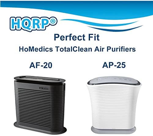 HQRP филтерот се постави како што е можно со Homedics TotalClean AF-20, AP-25 прочистувачи на воздухот, замена за Homedics AF-20FL,