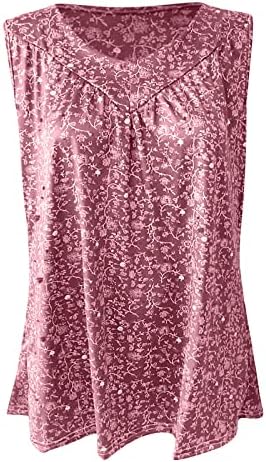 Ethенски моден без ракав етнички печатен тркалезен резервоар за вратот на врвот за жени, женски пролетни блузи пролетни модни а176