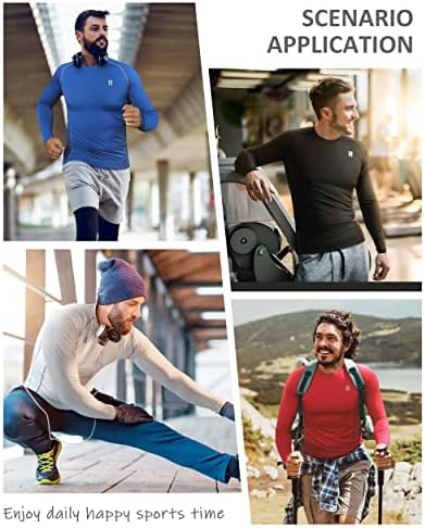Кошули за компресија на рангирање за мажи со долг ракав ладно сув атлетски тренингот маички риболов сончеви кошули спортски