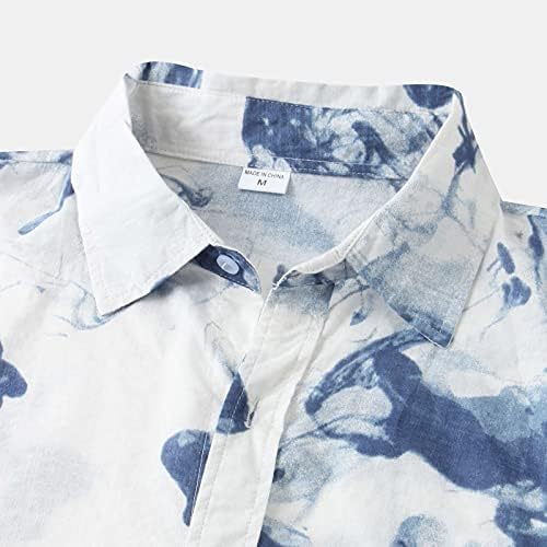XXBR Менс Хавајски кошули со кратки ракави со кратки ракави и миење печатено летно кошула летно копче надолу гроздобер лабава