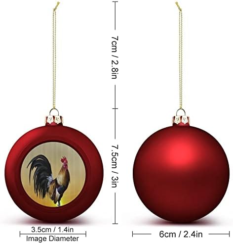 Петел Божиќна топка ShatterProof виси украси за украси за забави од камин од дрво 1 парчиња