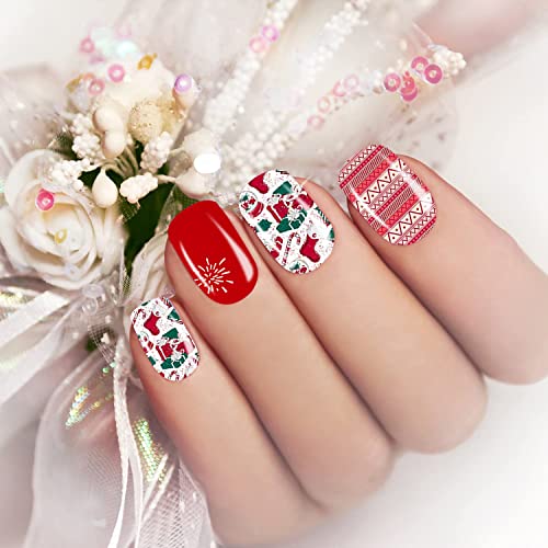 Xeaohesy 224 парчиња 16 листови женски нокти обвивки Божиќни нокти Полски ленти налепници за нокти само лепило за Ноќта на вештерките на