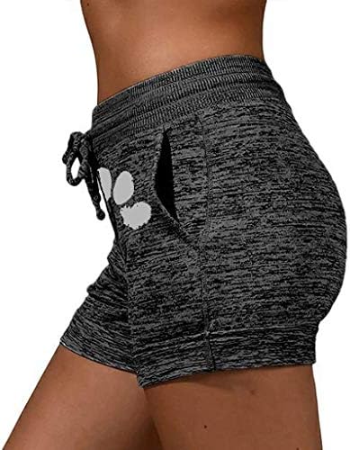 Женски шорцеви за летни облеки плус јога панталони обични еластични модни спортови шорцеви кратки печати за брзо сушење